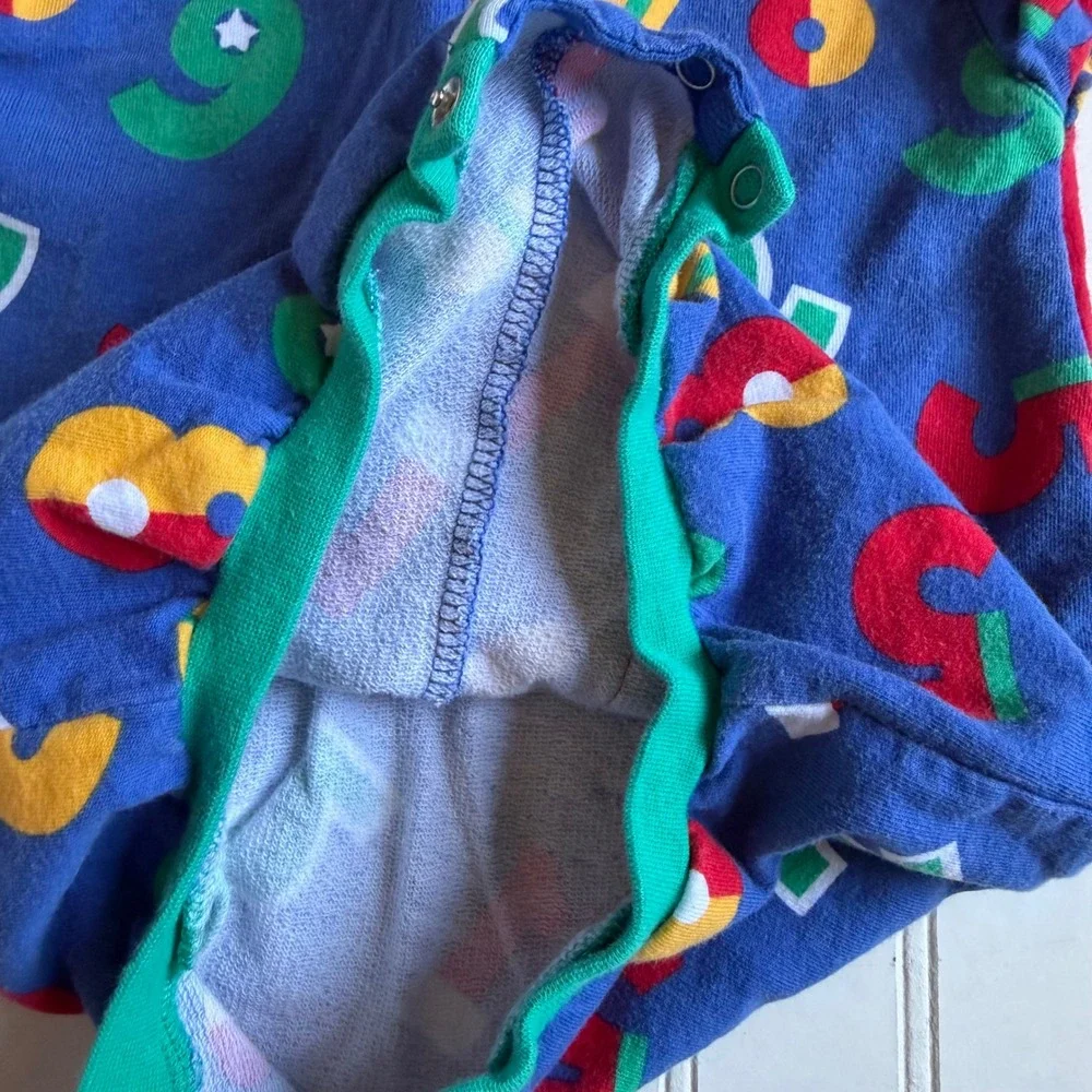 Vintage Gymboree 90s Primary Colors Number Print Cotton Romper Infant